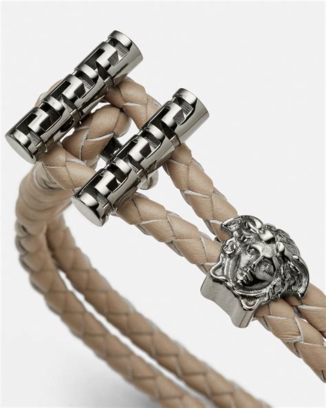 braided leather bracelet versace|versace braided leather bracelet.